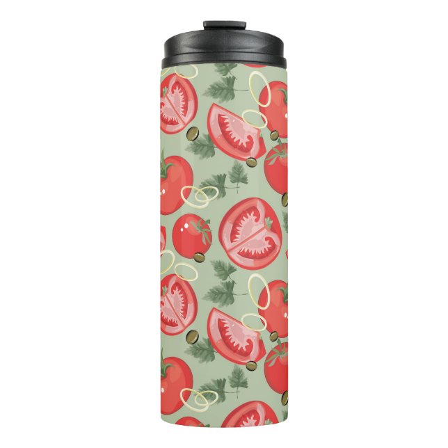 Abstract pattern with tomato thermal tumbler (Front)
