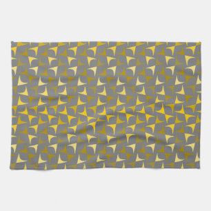 Abstract pattern yellow and grey tea towel