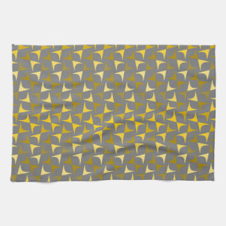 Abstract pattern yellow and grey tea towel