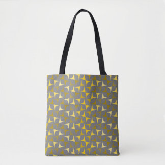Abstract Pattern Yellow and Grey Tote Bag