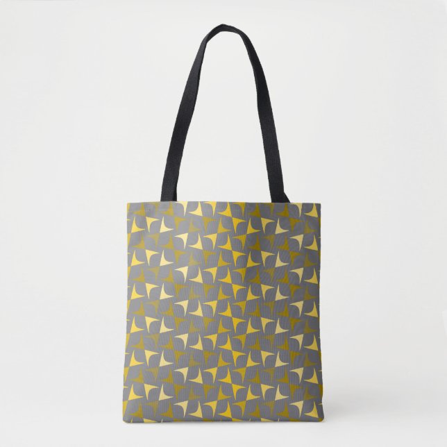 Abstract Pattern Yellow and Grey Tote Bag (Front)