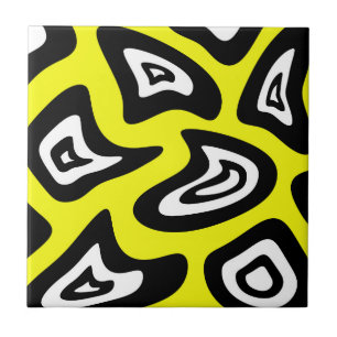 Abstract pattern - yellow, black and white. ceramic tile