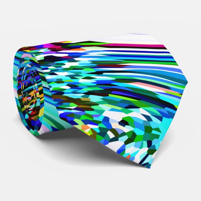 Abstract Patterns Teal Blue Colourful Bright Trend Tie (Rolled)