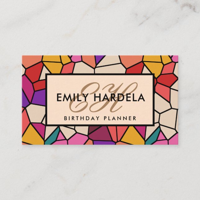 Abstract Paving Mosaic Birthday Planner Business Card (Front)