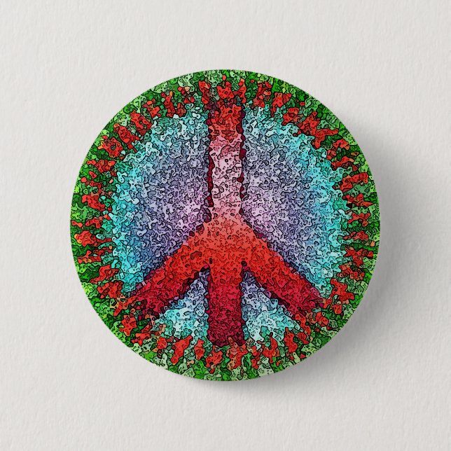 Abstract Peace Sign 6 Cm Round Badge (Front)