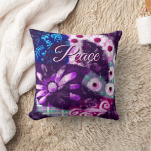 Abstract Peace Sign Hippie Art Personalised Cushion
