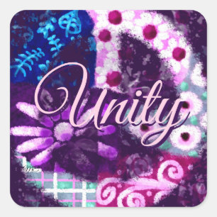 Abstract Peace Sign Hippie Art Purple Pink Blue Square Sticker