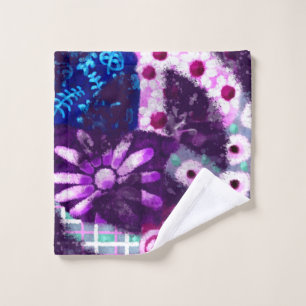 Abstract Peace Sign Hippie Art Purple Pink Blue Wash Cloth