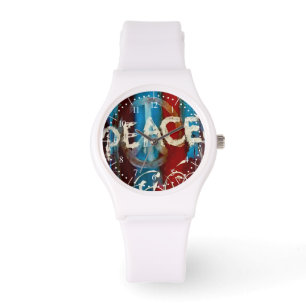 Abstract peace sign in patriotic colour watch