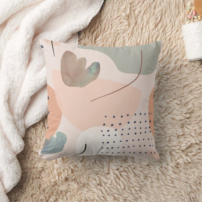 Abstract Peach and Earthy Tones Art Square Pillow (Blanket)