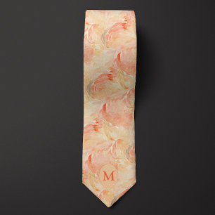 Abstract Peach and Sand Foliage Tie
