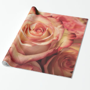 Abstract Peach Colour Roses Garden Elegant Floral Wrapping Paper
