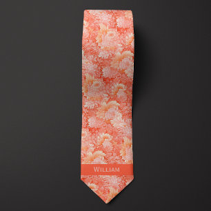 Abstract Peach Floral  Tie