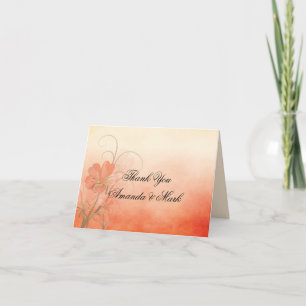 Abstract Peach Flowers Peach Background Thank You Card