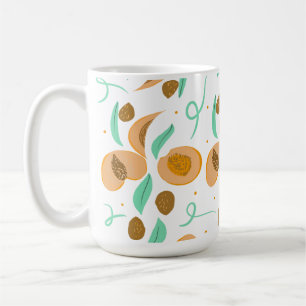 Abstract Peach Fruit Slices Hand Drawn Pattern Coffee Mug