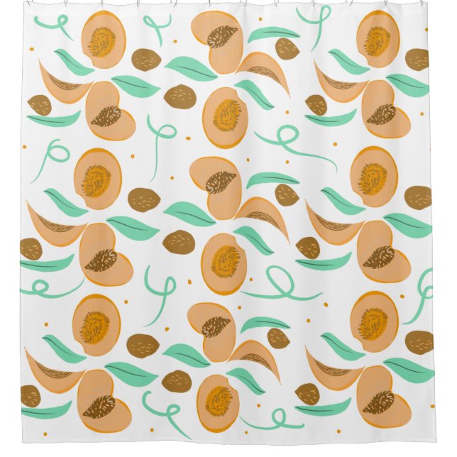 Abstract  Peach Fruit Slices Hand Drawn Pattern  Shower Curtain (Front)