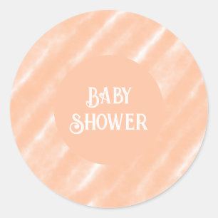 Abstract Peach Fuzz Watercolor Baby Shower Modern  Classic Round Sticker