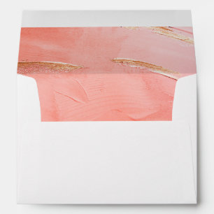 Abstract Peach Gold Modern Elegance Wedding Envelope