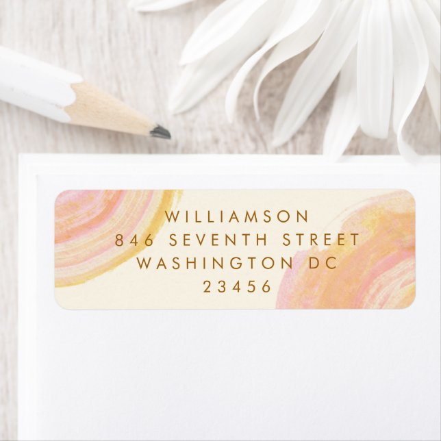 Abstract Peach Pink Paint Swirl Return Address Label (Insitu)