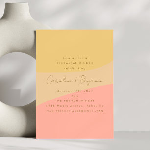 Abstract Peach Yellow Boho Shapes Rehearsal Dinner Invitation