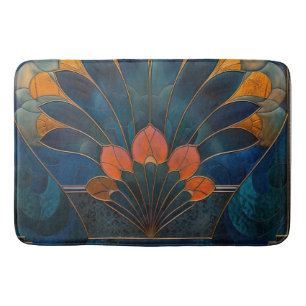 Abstract Peacock Art Deco Bath Mat