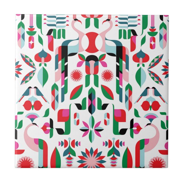 Abstract Peacock Ceramic Tile (Front)