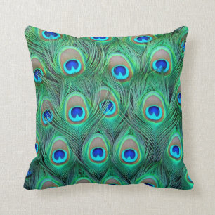 Abstract Peacock Feather Cushion Throw Pillow