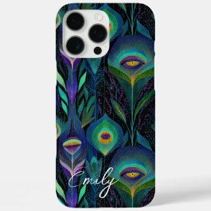 Abstract Peacock Feather Pattern iPhone 16 Pro Max Case