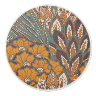 Abstract Peacock Feather Pattern Ceramic Knob