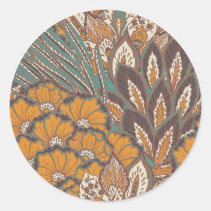 Abstract Peacock Feather Pattern Classic Round Sticker