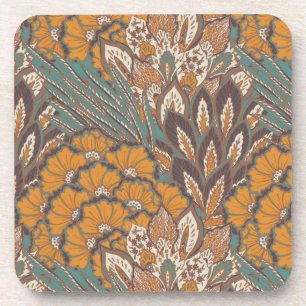 Abstract Peacock Feather Pattern Coaster