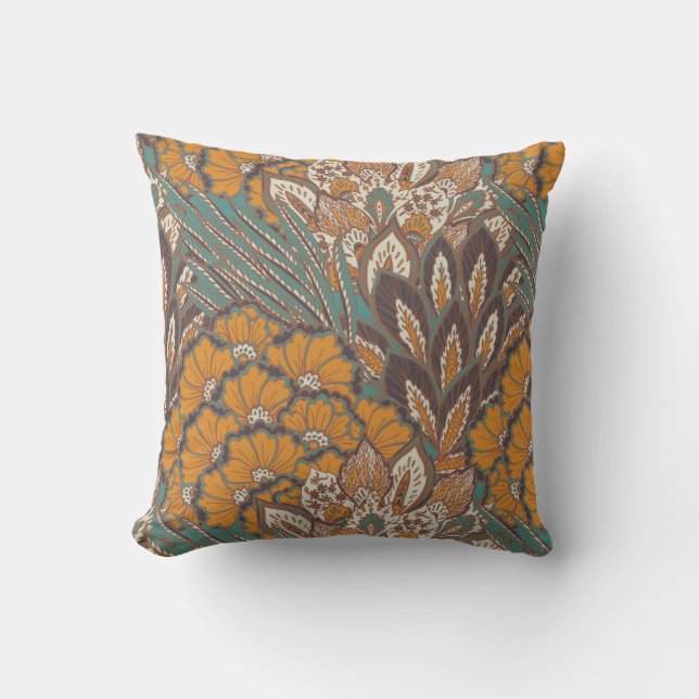 Abstract Peacock Feather Pattern Cushion (Front)