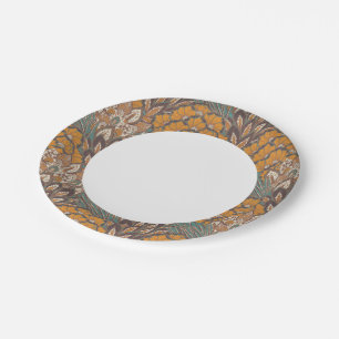 Abstract Peacock Feather Pattern Paper Plate