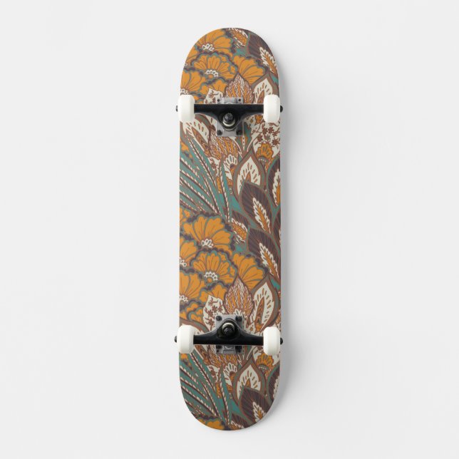 Abstract Peacock Feather Pattern Skateboard (Front)
