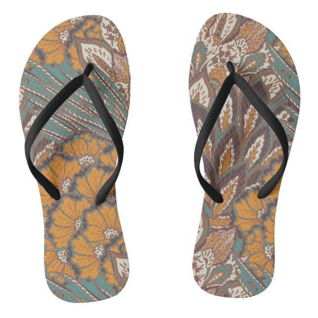 Abstract Peacock Feather Pattern Thongs (Footbed)