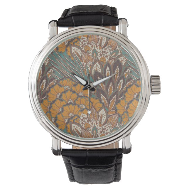 Abstract Peacock Feather Pattern Watch (Front)