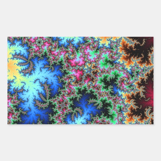 Abstract Peacock Feathers - colourful fractal art Rectangular Sticker (Front)