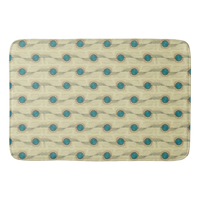 Abstract Peacock Feathers Dots Pattern Bath Mat (Front)