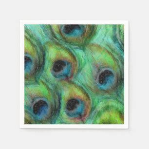 Abstract Peacock Feathers Napkin