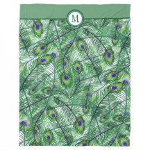 Abstract Peacock Feathers Pattern Monogram