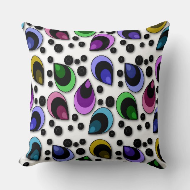 Abstract Peacock Feathers Pattern Thrown Pillow (Front)
