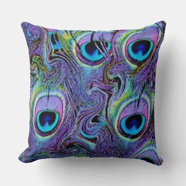 Abstract Peacock Feathers Throw Pillow (Front)