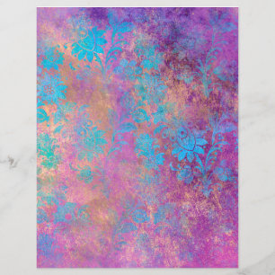 Abstract Peacock Grunge Scrapbook Paper Sheet