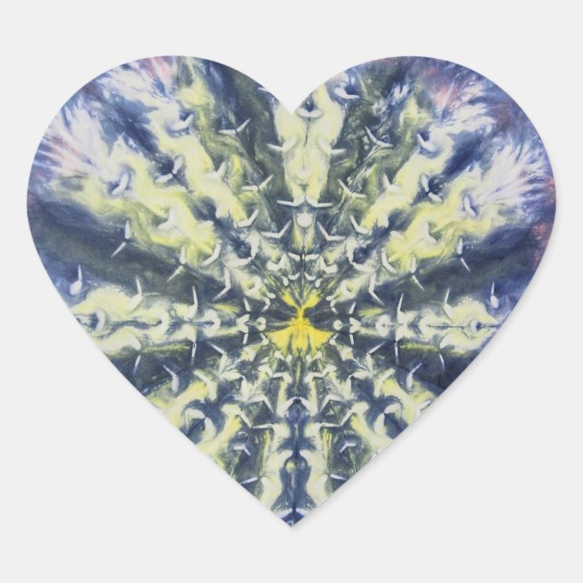 Abstract Peacock Heart Sticker (Front)