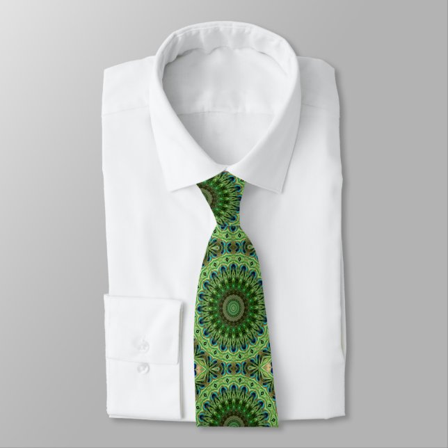 Abstract Peacock Medallion Design Tie (Tied)