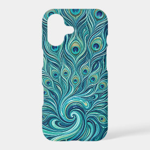Abstract Peacock Ocean Blue Fan iPhone Cases