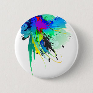 Abstract Peacock Paint Splatters 6 Cm Round Badge