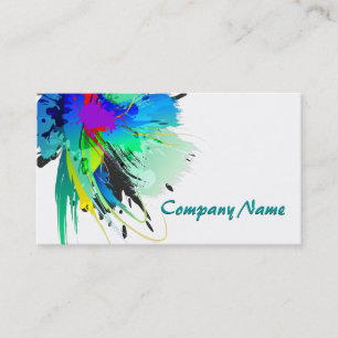 Abstract Peacock Paint Splatters Business Card