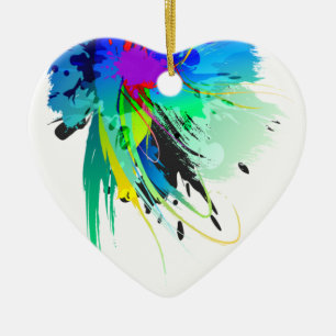 Abstract Peacock Paint Splatters Ceramic Tree Decoration
