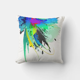 Abstract Peacock Paint Splatters Cushion
